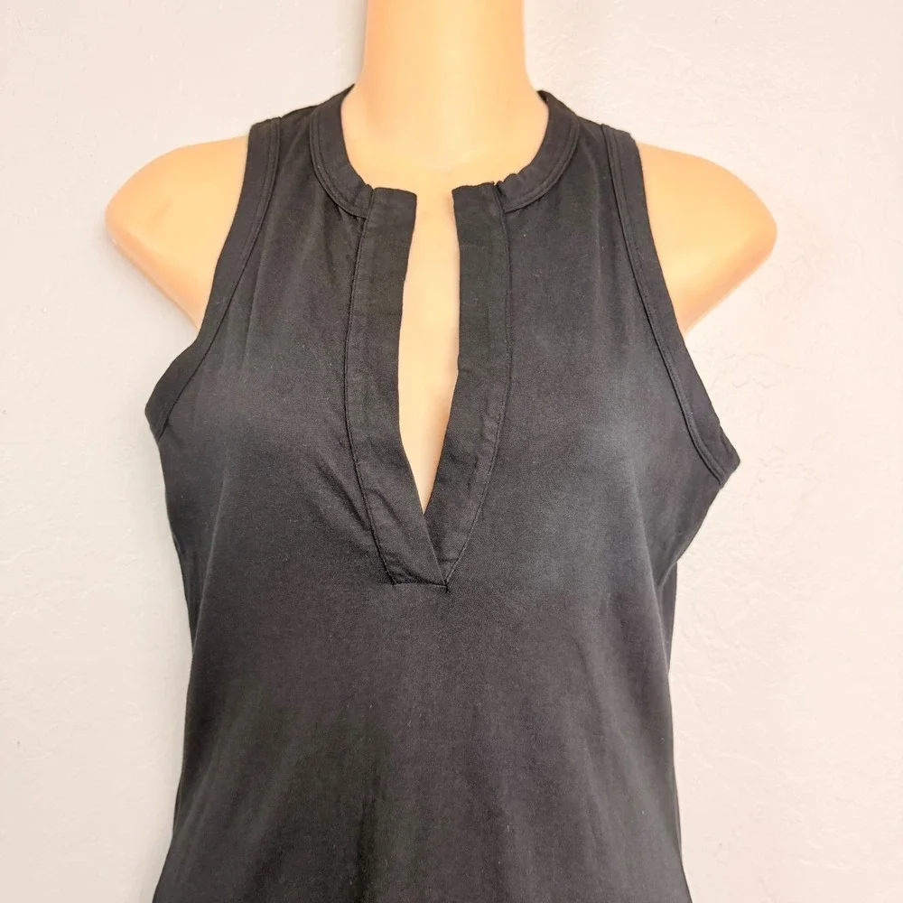 Standard James Perse Black Cotton Knit Split Neck Pencil Maxi Dress 1 Small - Picture 2 of 9